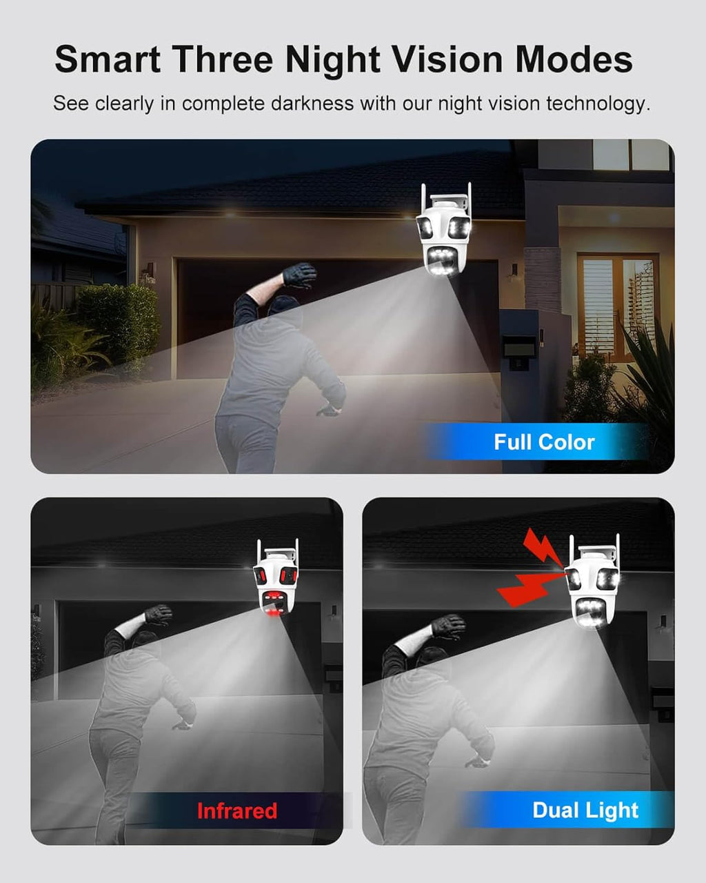 Caméra de Surveillance PTZ HongGlobal  WiFi Double Objectif 12MP – Vision Nocturne Couleur 6K