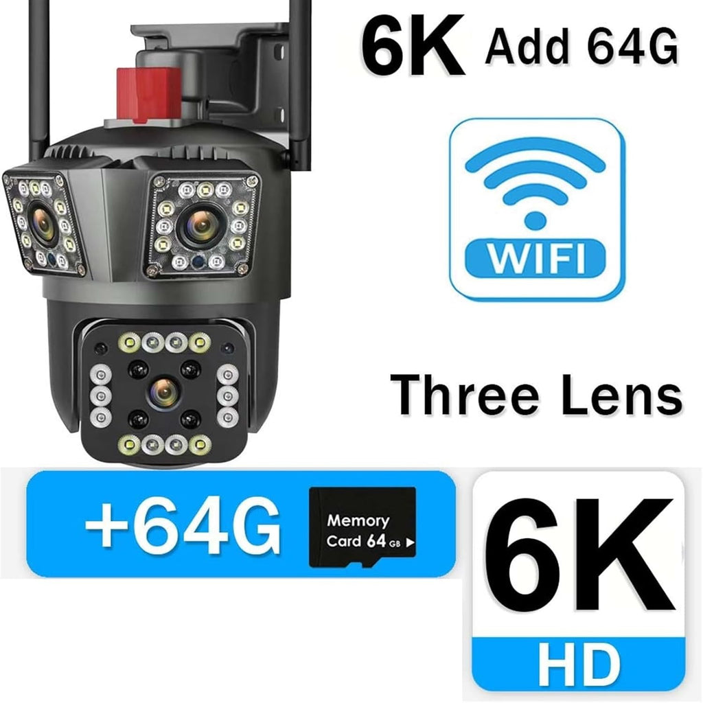 Caméra de Surveillance PTZ  WiFi Triple Objectif – Double Antenne & Vision Nocturne HD