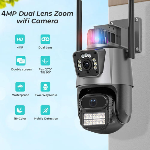 Caméra de Surveillance Intelligente WiFi avec Sirène et Lumière 360 ° 1080p HD WiFi PTZ