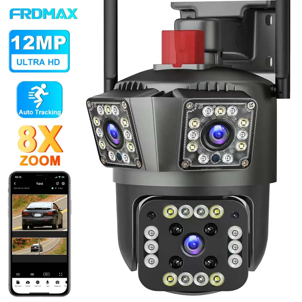 Caméra de Surveillance PTZ  WiFi Triple Objectif – Double Antenne & Vision Nocturne HD